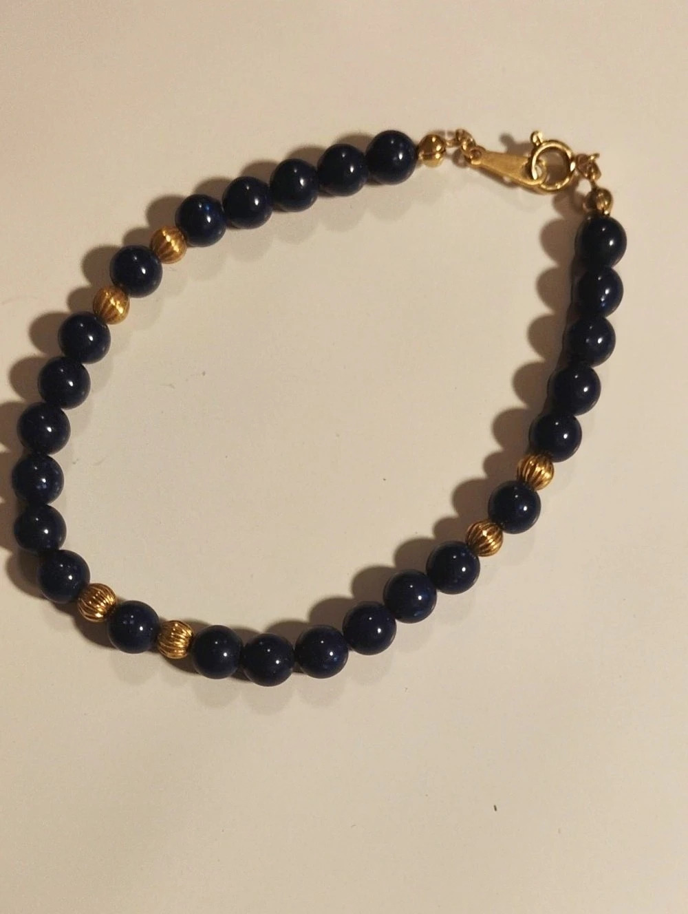 Avon Blue & Gold Beaded Bracelet